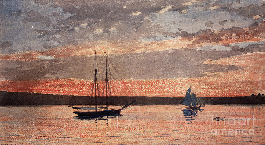 Sunset at Gloucester, 1880 Painting by Winslow Homer