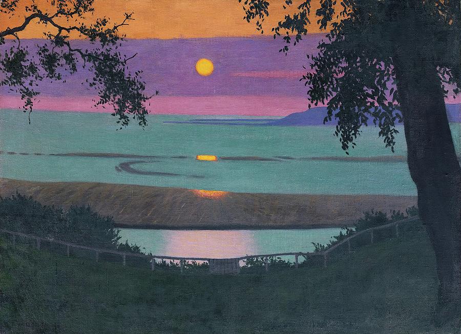 Sunset At Grace, Orange And Violet Sky Painting by Felix Vallotton Sunset At Grace, Orange And Violet Sky Painting by Felix Vallotton