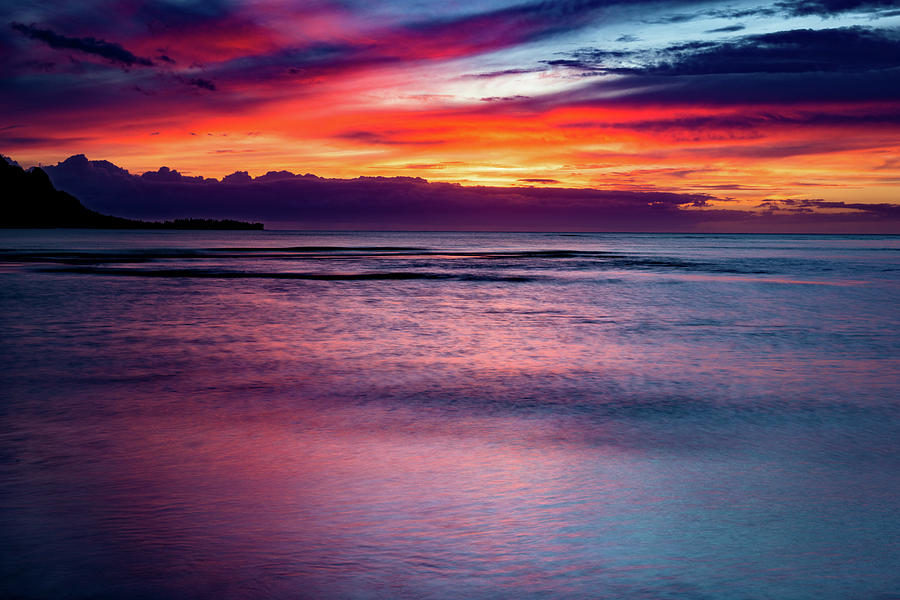 Sunset at Hanalei Bay Photograph by John Hight