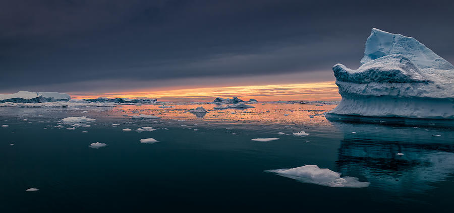 Sunset Photograph - Sunset At Iceberg Sea by Haim Rosenfeld