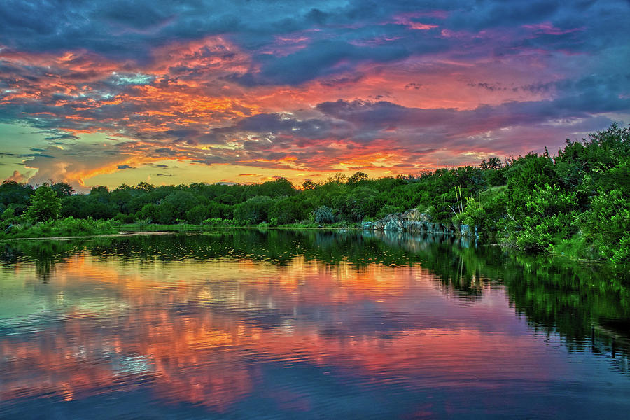 Sunset at Joshua Springs Lake Photograph by Lynn Bauer