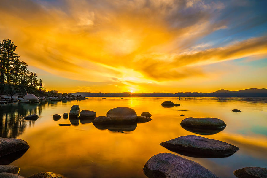 Sunset Photograph - Sunset At Lake Tahoe by Michael Z. Li