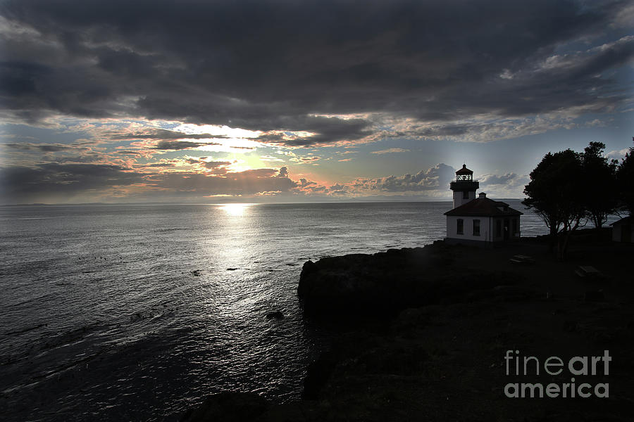 Sunset Photograph - Sunset at Lime Kiln Lighthouse San Juan  Islands by Monterey County Historical Society