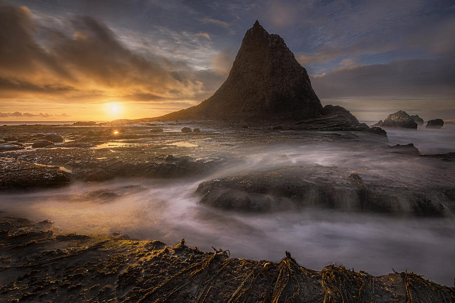 Sunset At Martins Beach After A Winter Storm Photograph by Hao Howard Liu