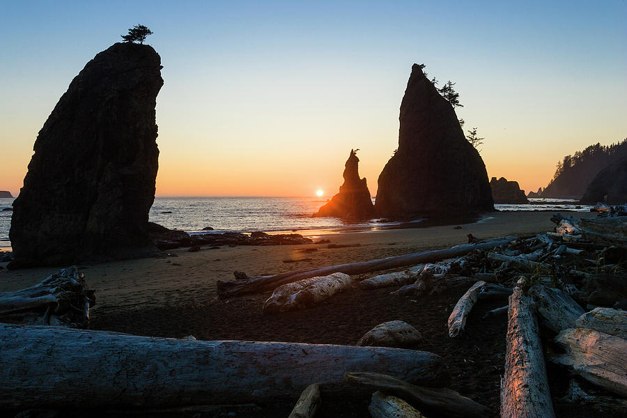 Sunset At Rialto Beach, West Coast, Olympic Peninsula, Olympic ...