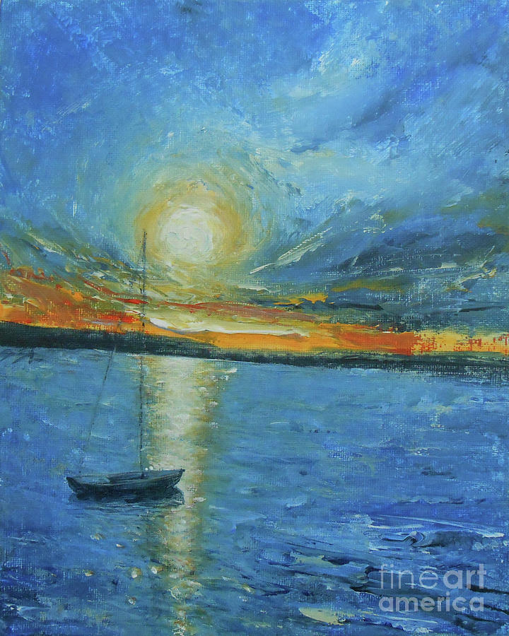 Sunset at Sandbanks Painting by Jane See