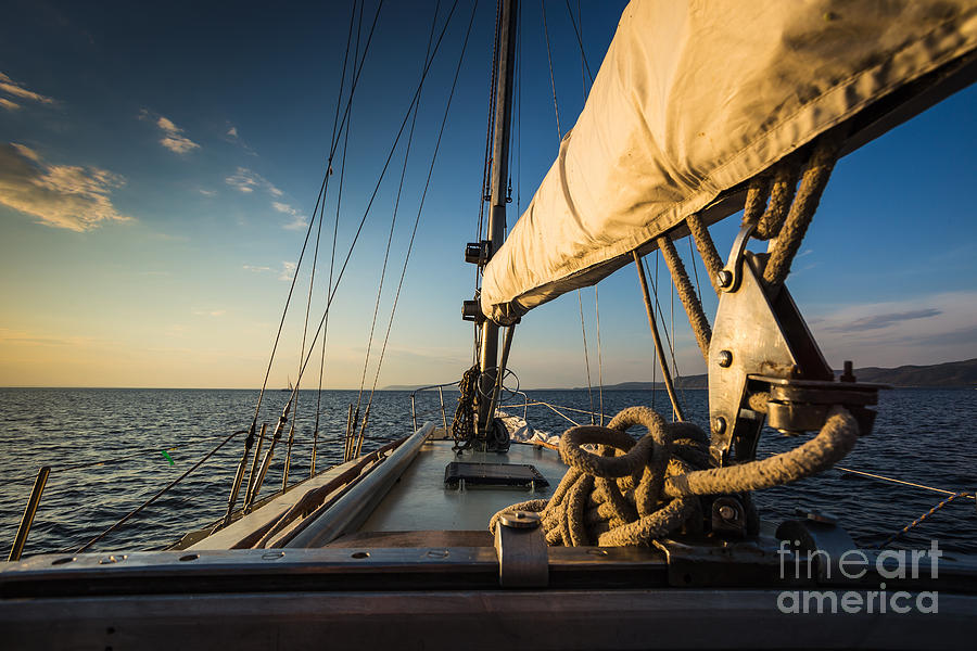 Sailboat Photograph - Sunset At Sea On Aboard The Yacht by Zhukov Oleg Sailboat Photograph - Sunset At Sea On Aboard The Yacht by Zhukov Oleg