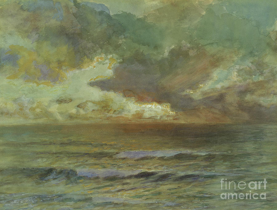 Sunset Painting - Sunset at Seascale by Joseph Arthur Palliser Severn