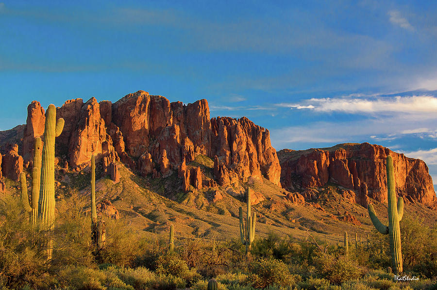 Sunset at Superstition Mountain Photograph by Tim Kathka