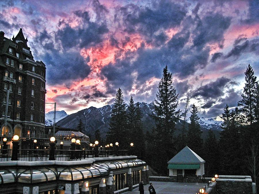 Sunset At The Banff Springs Hotel Photograph by Daniel Schwabe Sunset At The Banff Springs Hotel Photograph by Daniel Schwabe