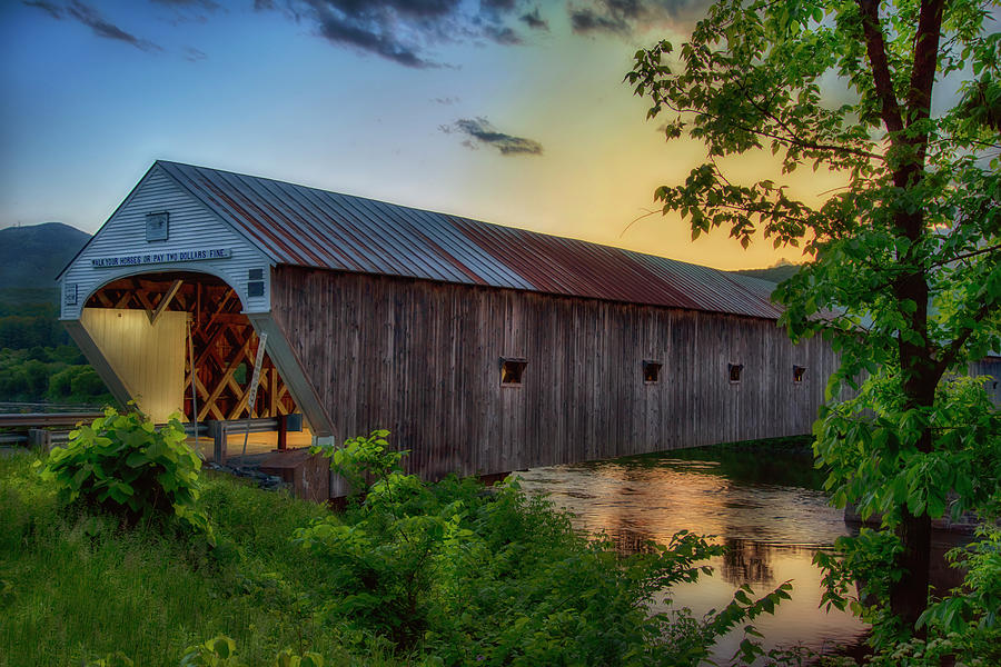 Sunset at the Cornish Windsor Covered Bridge by Joann Vitali Sunset at the Cornish Windsor Covered Bridge by Joann Vitali