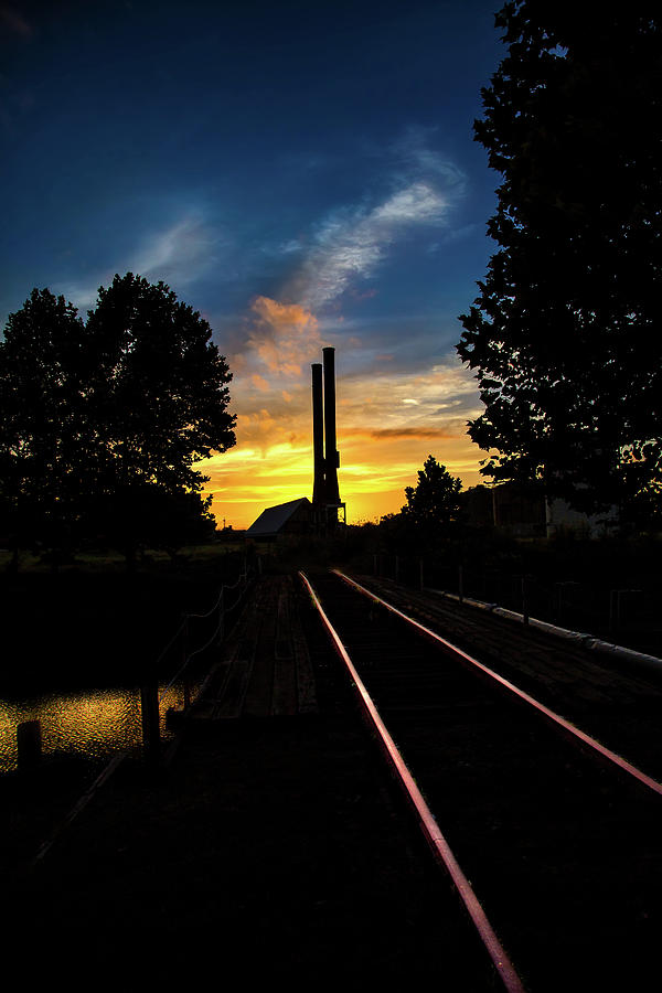 Sunset At The Imperial Sugar Factory Smoke Stacks Dramatic Photograph by Micah Goff