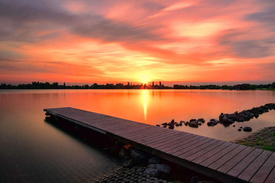 Sunset At The Lake Photograph by Nadia Sanowar