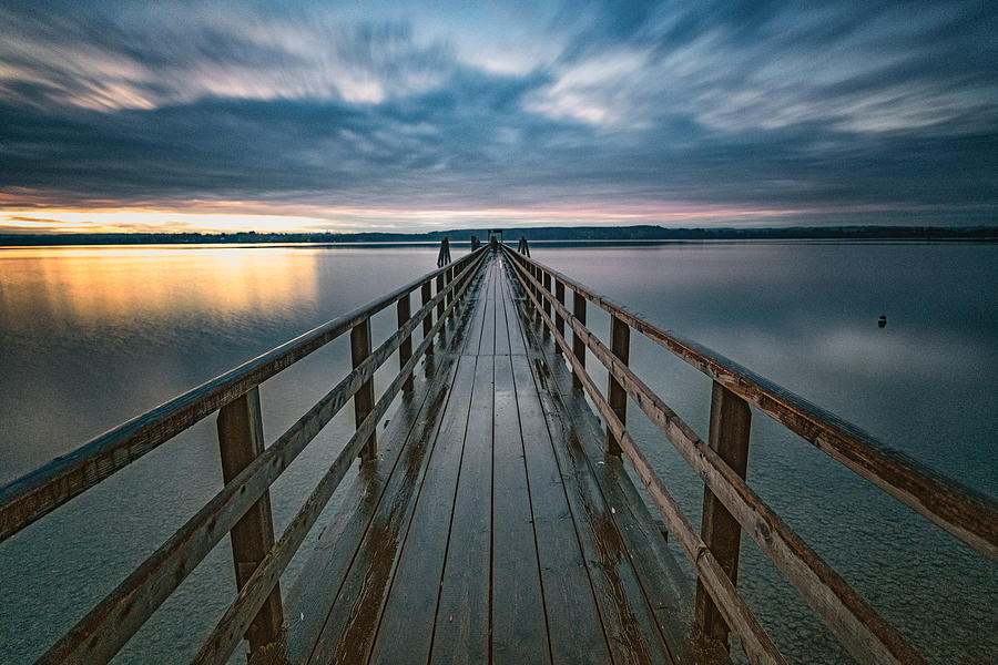 Sunset At The Lake Pier Photograph by Ulrike Leinemann