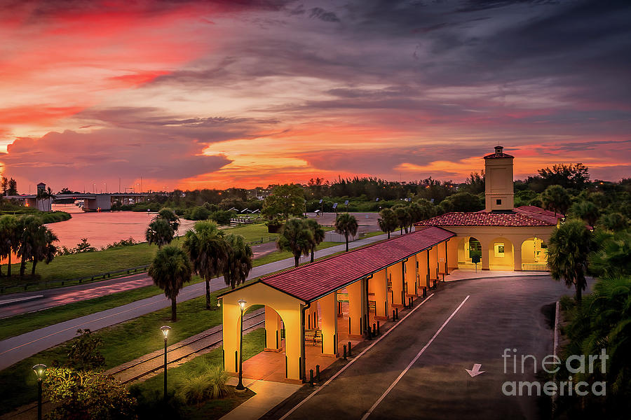 Sunset at the Train Depot in Venice, Florida 3 Photograph by Liesl Walsh