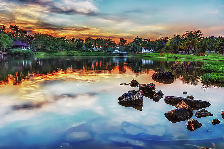 Sunset At Utm Lake Photograph by Ideazs Photography
