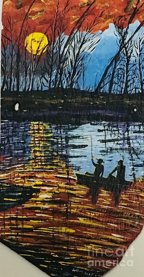  Sunset Bass Fishing  Painting by Jeffrey Koss