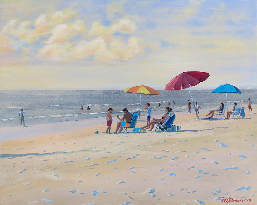 Sunset Beach Observers Painting by David Gilmore