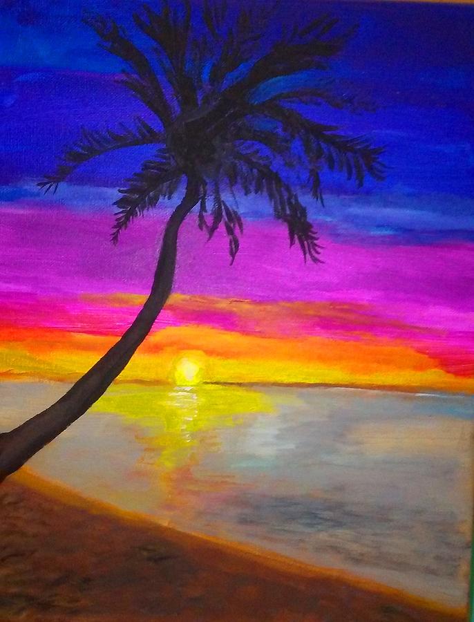 Sunset Beach Painting By Renee Miracle