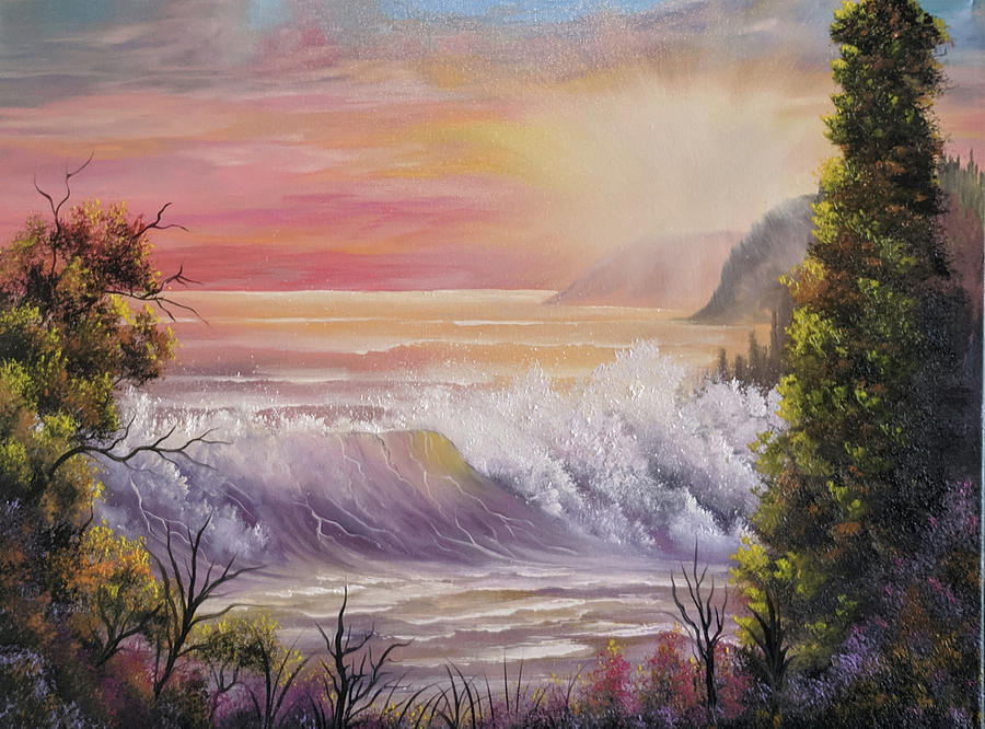Landscape Painting - Sunset Beach by Teri Lindley Landscape Painting - Sunset Beach by Teri Lindley