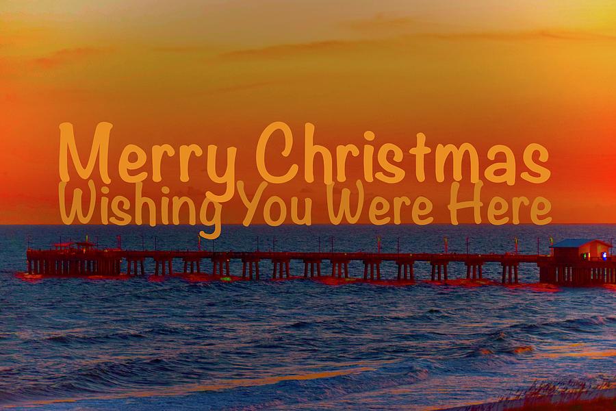 Sunset Behind Red Pier Christmas  Photograph by Debra Grace Addison