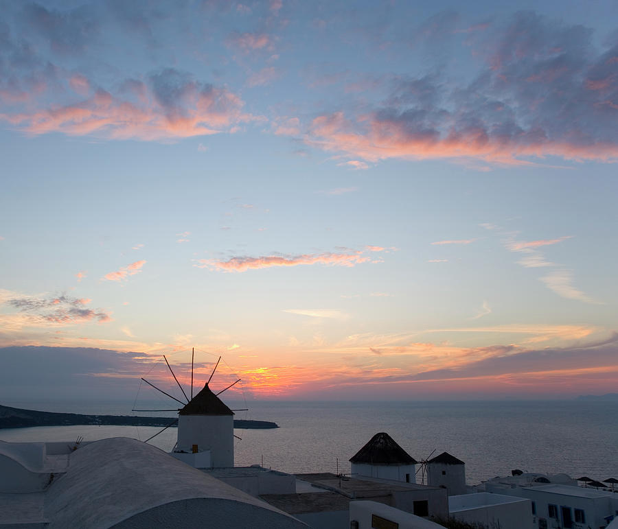 Sunset Behind Windmills, Oia Photograph by David C Tomlinson