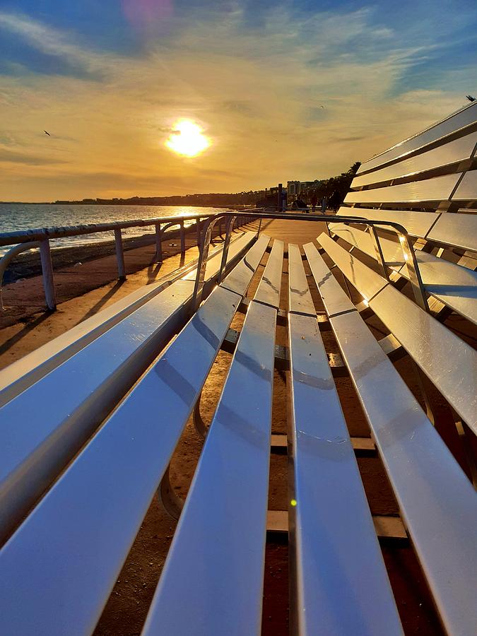 Sunset Bench Photograph by Andrea Whitaker