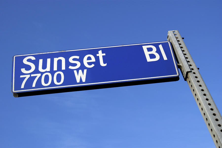 Sunset Boulevard Sign Against A Blue Photograph by Thinkstock