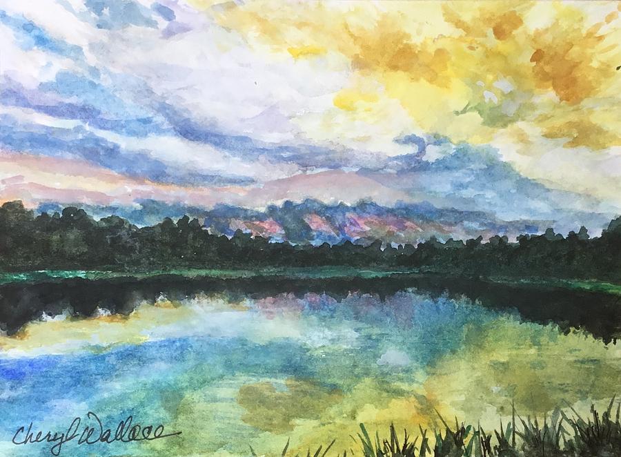 Sunset on the Water Painting by Cheryl Wallace