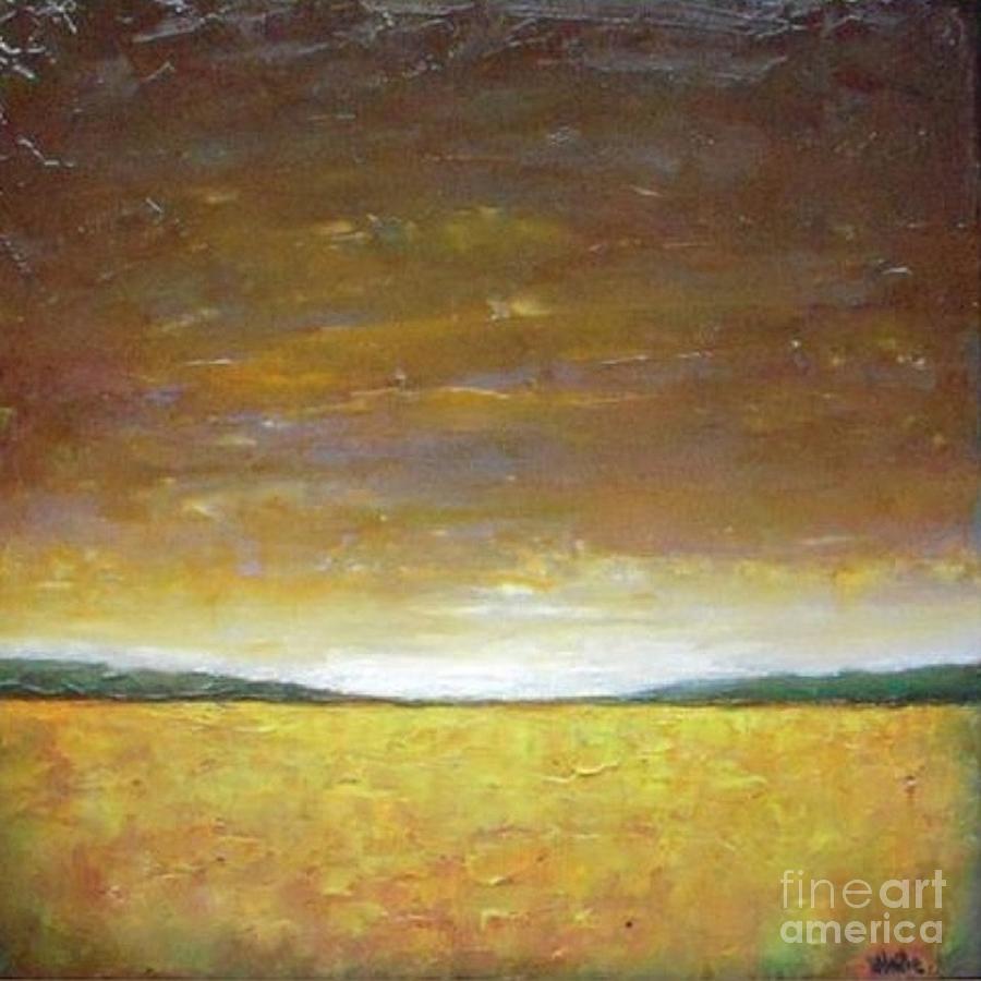 Golden Sunset - abstract landscape Painting by Vesna Antic