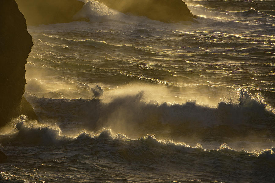 Sunset Cornish Waves Photograph by Mark Hunter