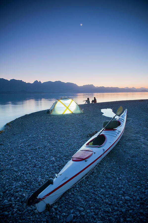 Sunset, Couple Beach Camping With Kayak Photograph by Stephen Simpson Sunset, Couple Beach Camping With Kayak Photograph by Stephen Simpson