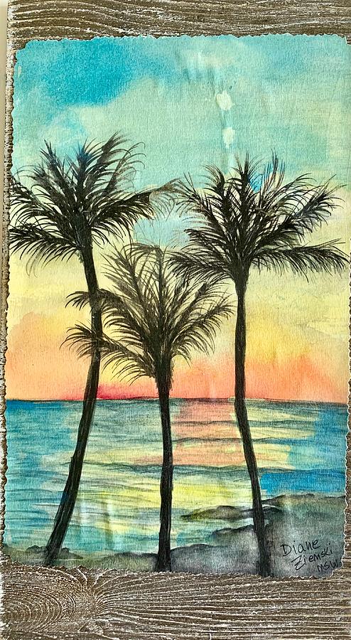 Sunset Painting by Diane Ziemski