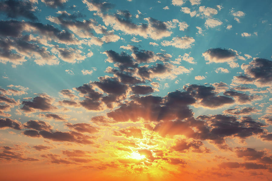 Sunset Dramatic Sky Clouds Pyrography By Valentin Valkov
