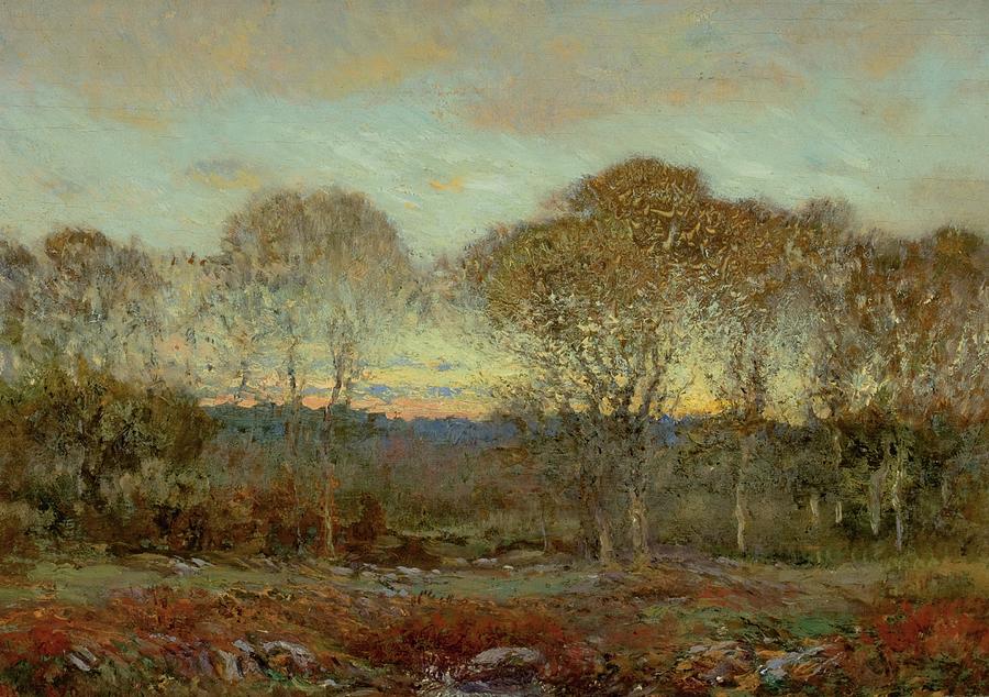 Sunset Painting by Dwight W. Tryon | Fine Art America