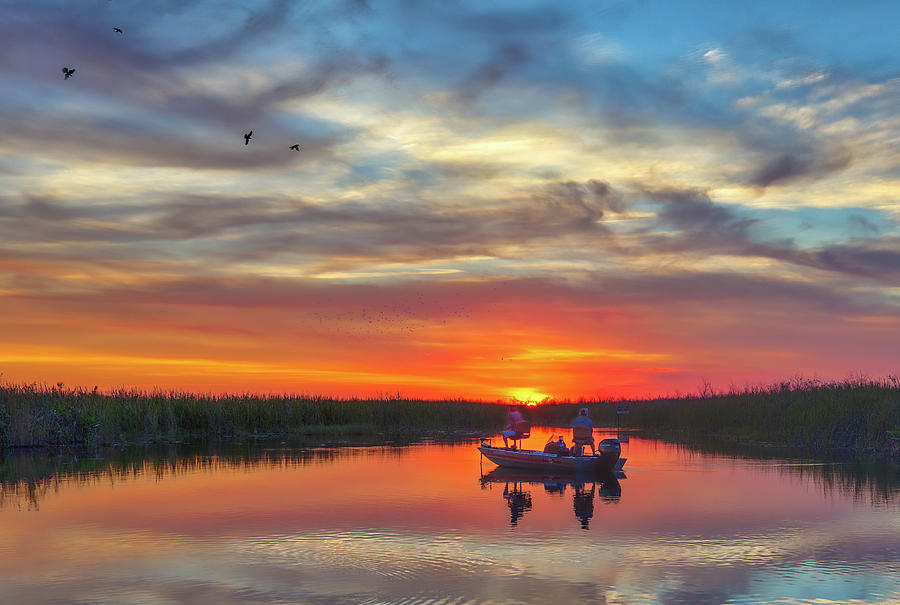 Sunset Fishing at Loxahatchee National Wildlife Refuge Photograph by Juergen Roth