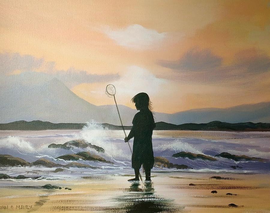 Sunset Fishing Painting by Cathal O malley