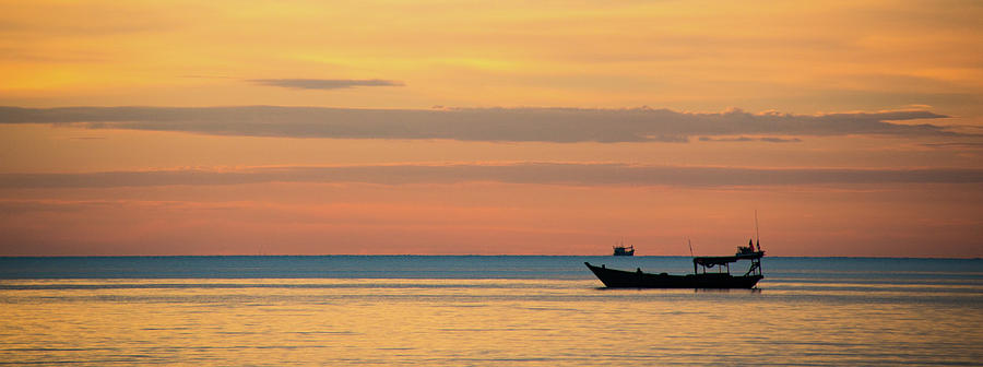 Sunset Fishing trip Photograph by Barrie Hunt | Pixels