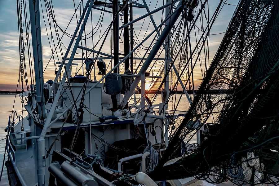 Sunset From A Shrimp Boat Photograph by Dennis Schmidt