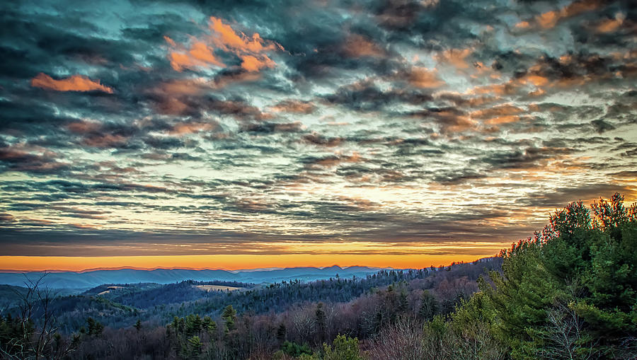 Sunset from Overlook on the Blue Ridge Parkway Photograph by Alex Grichenko
