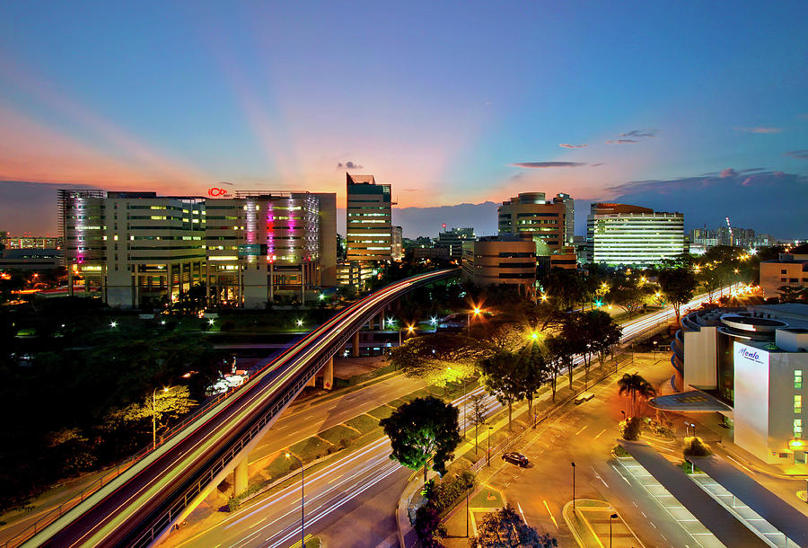 Sunset Glow Over Train Tracks And Photograph by Xavier Loh | Fine Art ...