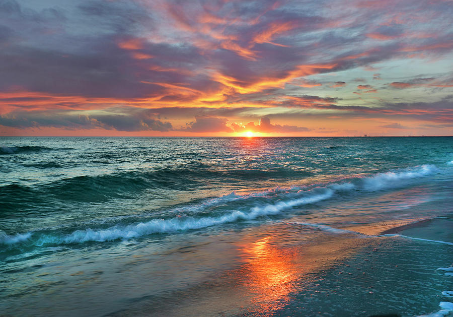 Sunset, Gulf Islands National Seashore, Florida Photograph by Tim Fitzharris