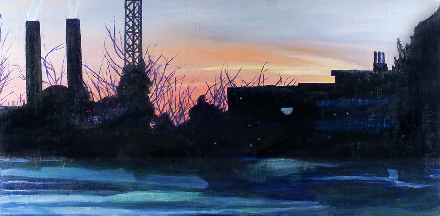 Sunset in Akron Painting by David Martin