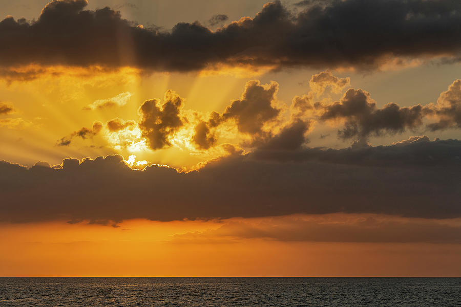 Sunset Photograph - Sunset In Clouds Over Ocean La Boca by Janis Miglavs