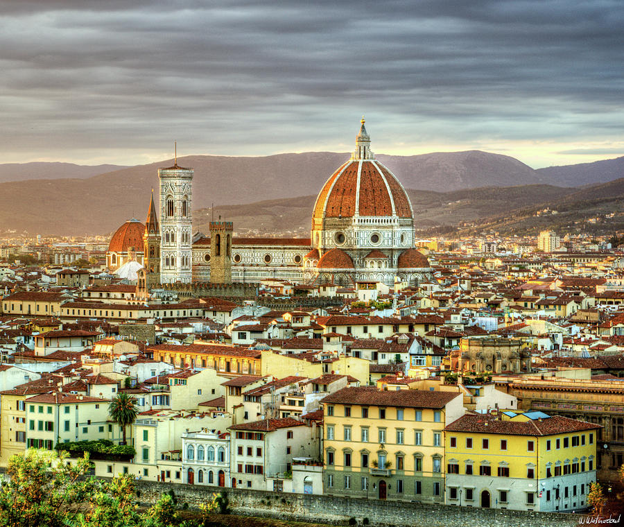 Sunset in Florence Triptych 3 - Duomo Photograph by Weston Westmoreland