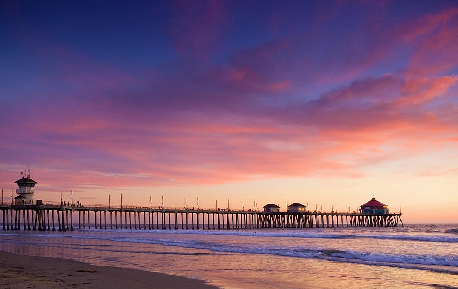 Sunset In Huntington Beach Photograph by Bluehill75