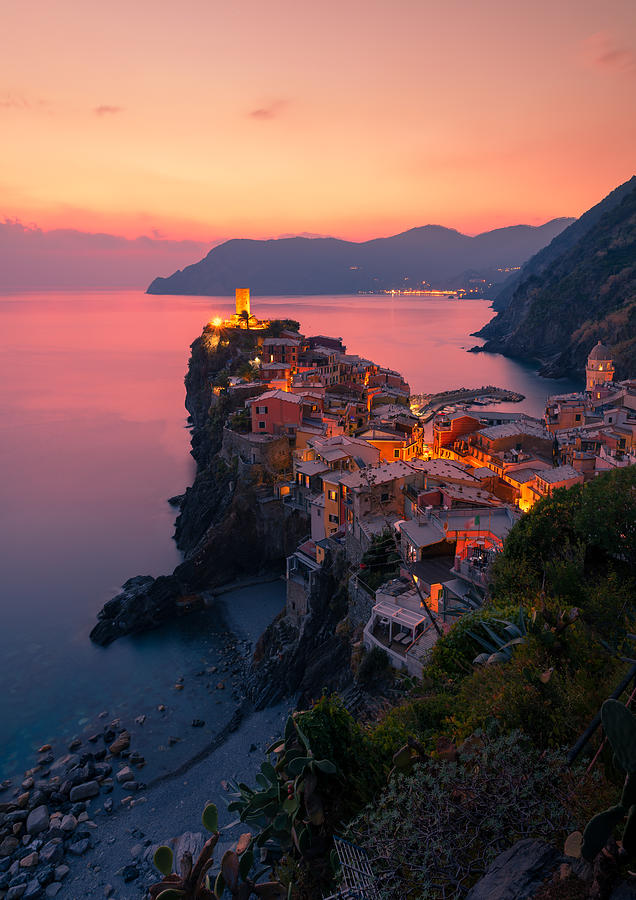 Sunset In Italy Village Photograph by Qing Li