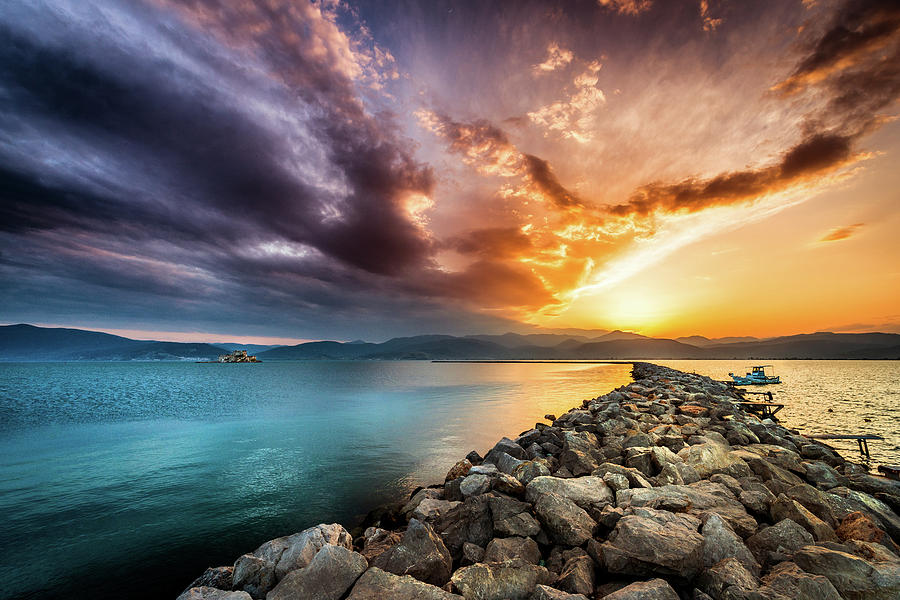 Sunset Photograph - Sunset in Nafplio by Andrei Dima Sunset Photograph - Sunset in Nafplio by Andrei Dima