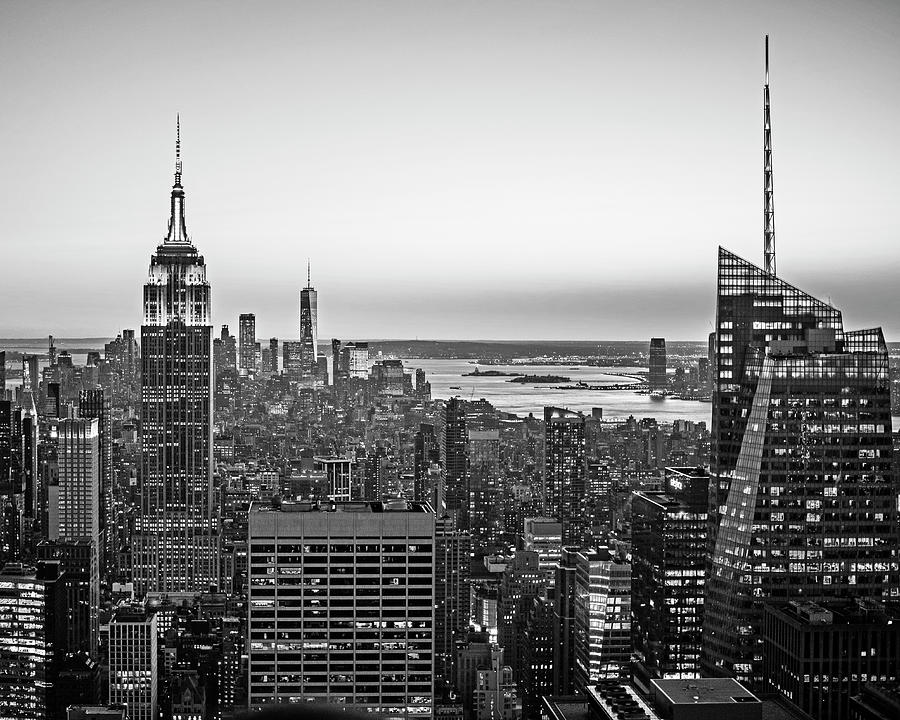 Sunset Photograph - Sunset in New York City New York NY Black and White by Toby McGuire