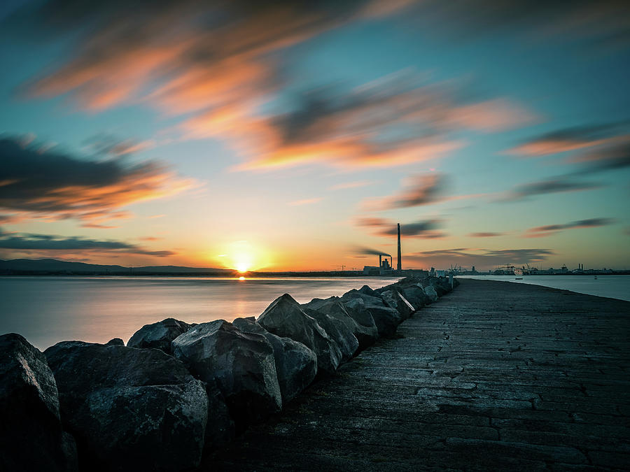 Nature Photograph - Sunset in Poolbeg - Dublin, Ireland - Seascape photography by Giuseppe Milo